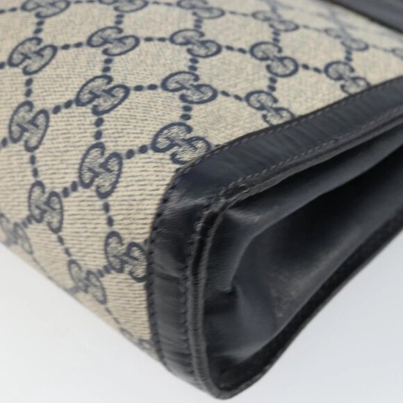 GUCCI GG Supreme Sherry Line Clutch Bag PVC Navy Red Auth 144387 - Picture 14 of 16